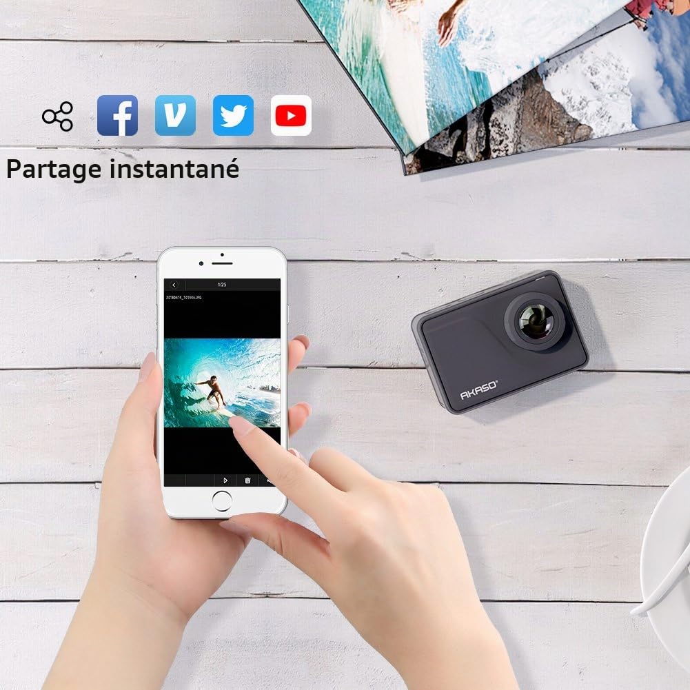 AKASO V50 Pro Camera Sport 4K 30FPS 20MP WiFi, Camera 4K Étanche Ultra HD | Stabilisateur EIS avec Télécommande Écran Tactile Grand Angle Réglable, Caméra Sport Sous-Marine 40M et Kit d'Accessoires