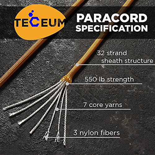 Image of TECEUM 5 /32 inch Paracord Rope 1000 - 1000ft / 200ft / 100ft / 50ft - Tactical Parachute Cord 4mm - 45+ Colors - Nylon String for Survival & Camping Gear - Stripe Cord for Survival - Utility Rope