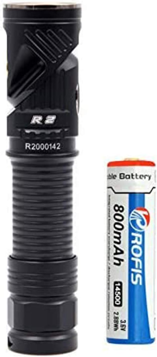 Rofis R2 CREE XM-L2 LED 700 Lumens Multifunctional Magnetic USB Rechargeable Adjustable-head Flashlight Compact 14500 Flashlight,with 14500 Battery,Charging Cable and Headband (Cool White)