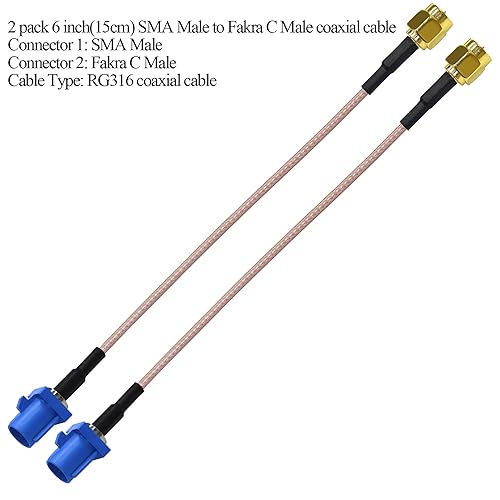 Miniatura 7 de TUOLNK SMA a Fakra C RG316 SMA macho a Fakra C macho cable coaxial de 6 pulgadas (5.9 in) extensión de montaje para vehículos WiFi Radios sistema de