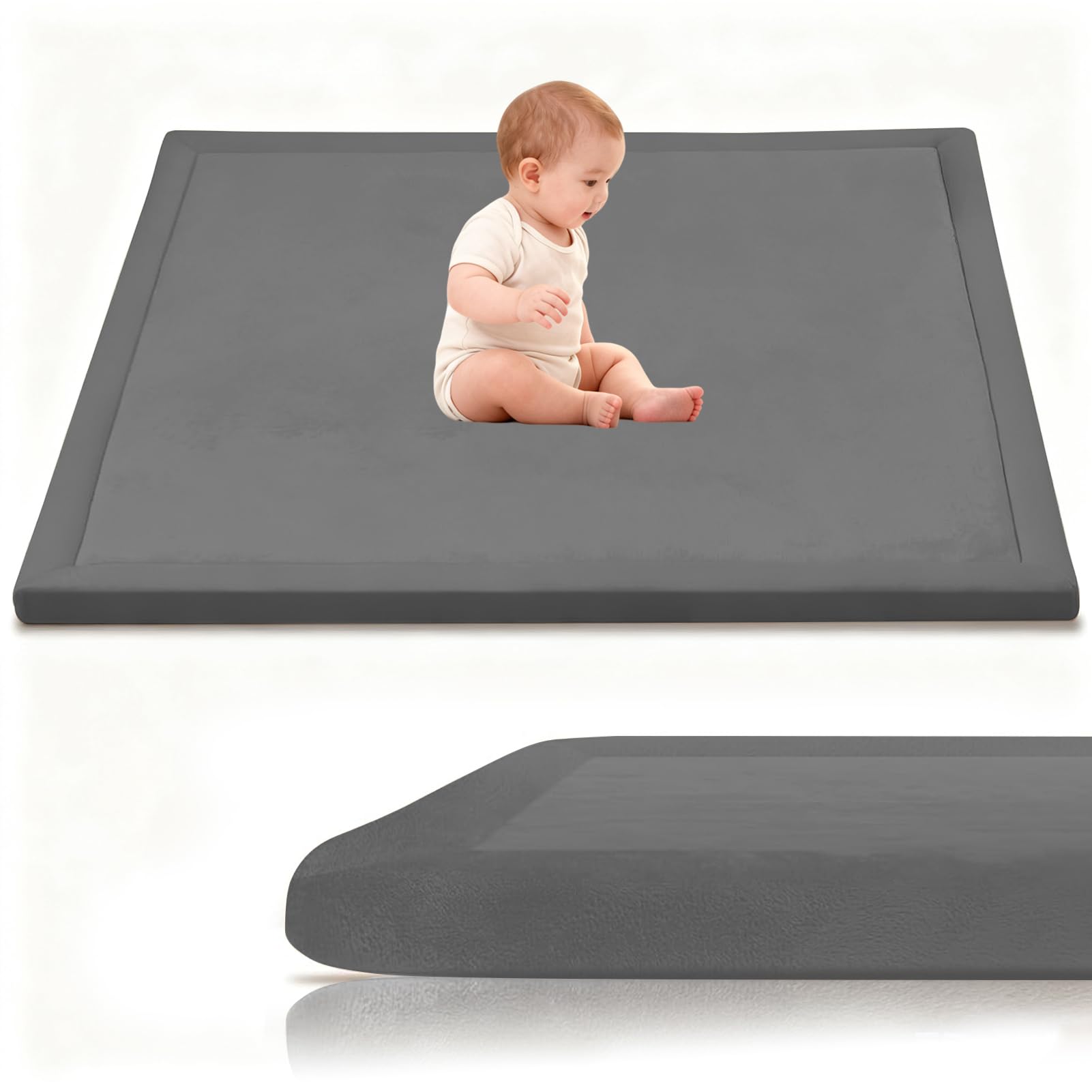 Stqyeiw 3cm Thick Baby Crawling Mat 200 x 380 cm Dark Grey Area Rug Kids Rug Nursery Rug Non Slip Play Crawling Mat for Nursery Baby Rugs Carpets Large Coral Velvet Baby Play Mat