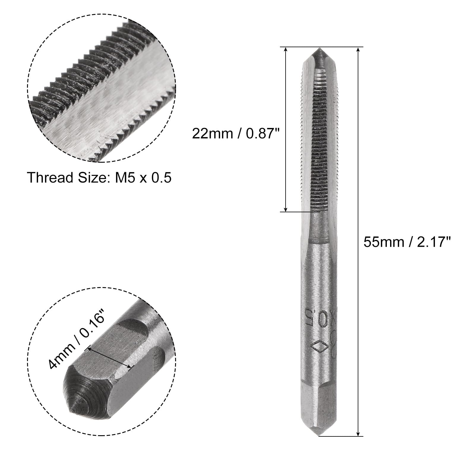 Set Maschi A Mano M5 X 0.5 - 2 Pezzi Per Filettatura Manuale In Acciaio 9SiCr - Foto 4