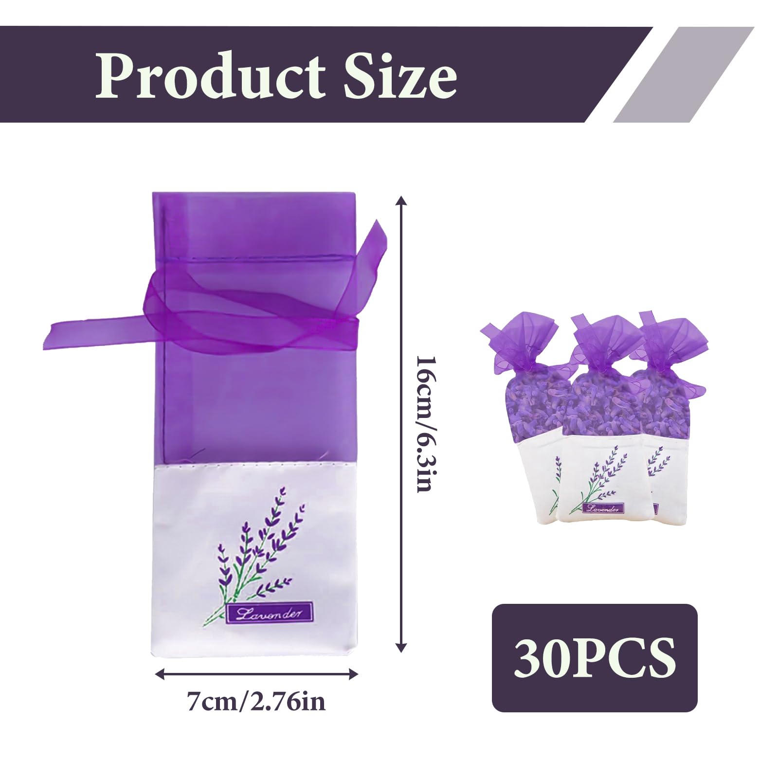 30 Pcs Lavender Bags Empty for Wardrobes Muslin Empty Sachets Bag for Potpourri Natural Fragrance Fresheners for Closet Drawers Storage Repellent Scented Pouches for Aromatic for Car Cupboard Shoes - Image 2