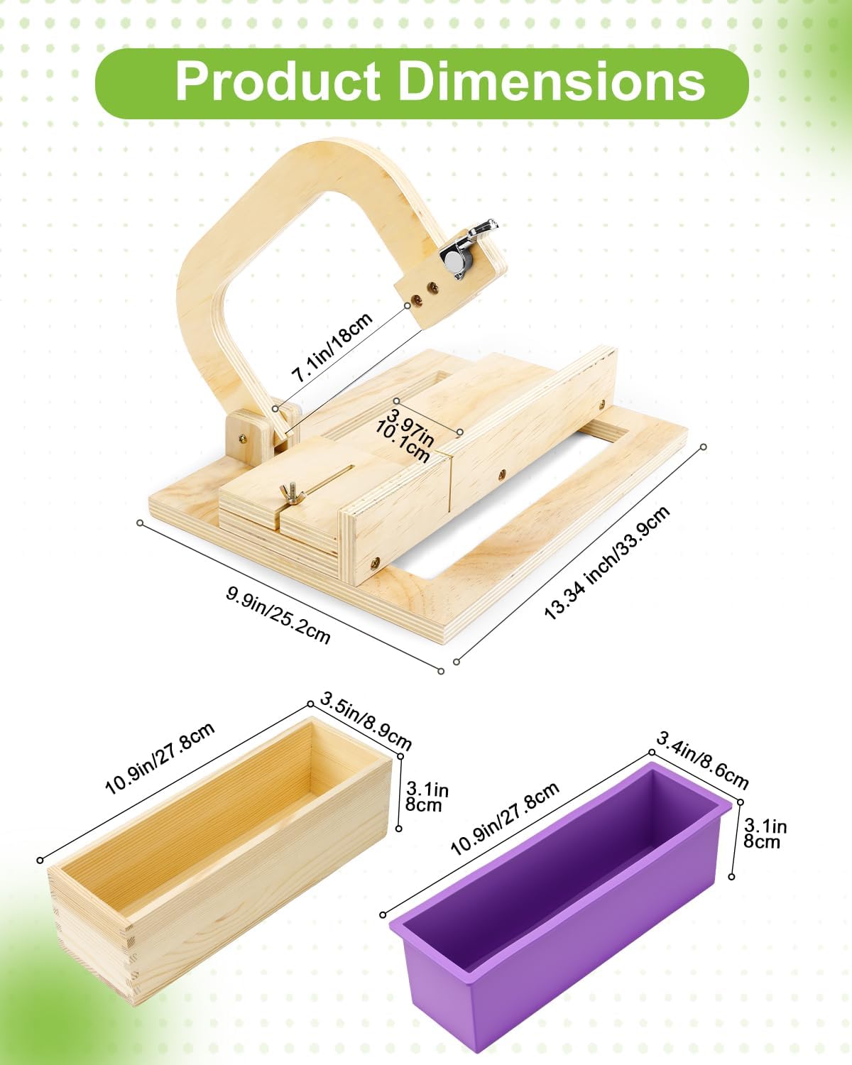 UCEC Soap Maker Kit, Adjustable Soap Cutter, Soap Loaf Mold Silicone Liner with Wooden Box & Lid 42OZ for Soap Making, Candle, Cake, Pudding, Chocolates