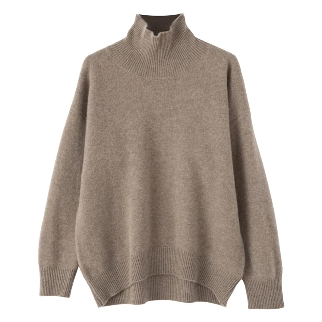 Maglione da donna a collo alto in misto lana tinta unita pullover con risvolto alto maglione casual sciolto maglia spessa top
