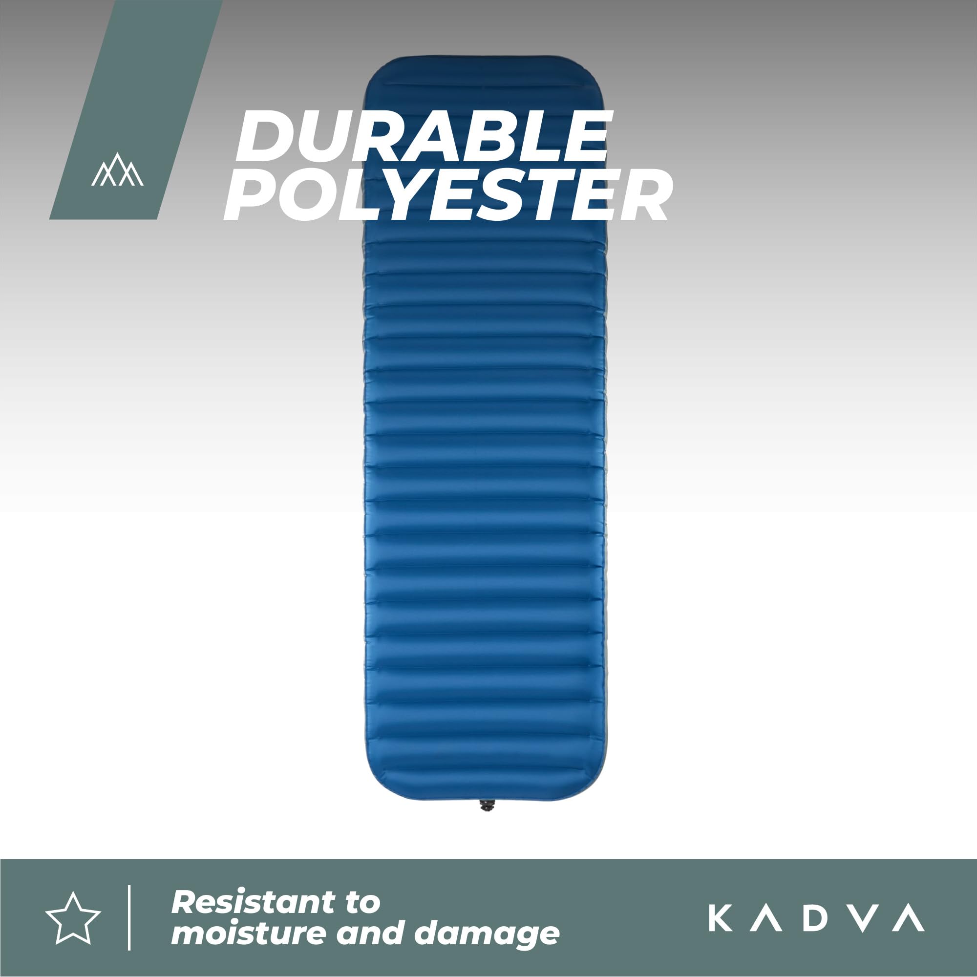 KADVA Dreamer Einzelne aufblasbare Matratze, 60 cm breit, 190 cm lang, 11 cm dick, Polyester, ideal für Camping und Zelten, solide Konstruktion, hochwertige Materialien