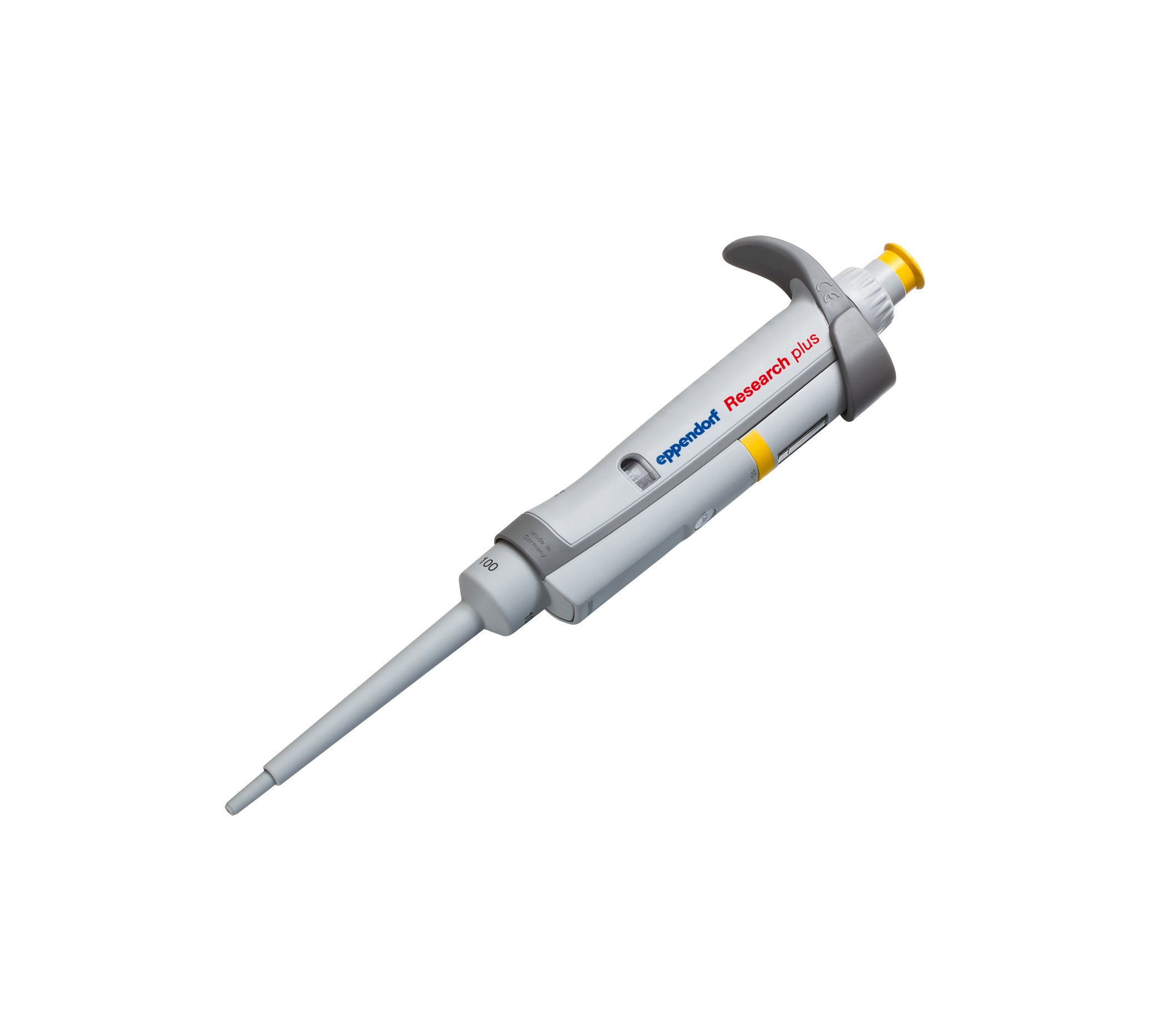3120000054 Single-Channel Research Plus Adjustable-Volume Pipetters, Yellow Operating Button, Volume Range: 20 to 200 µl