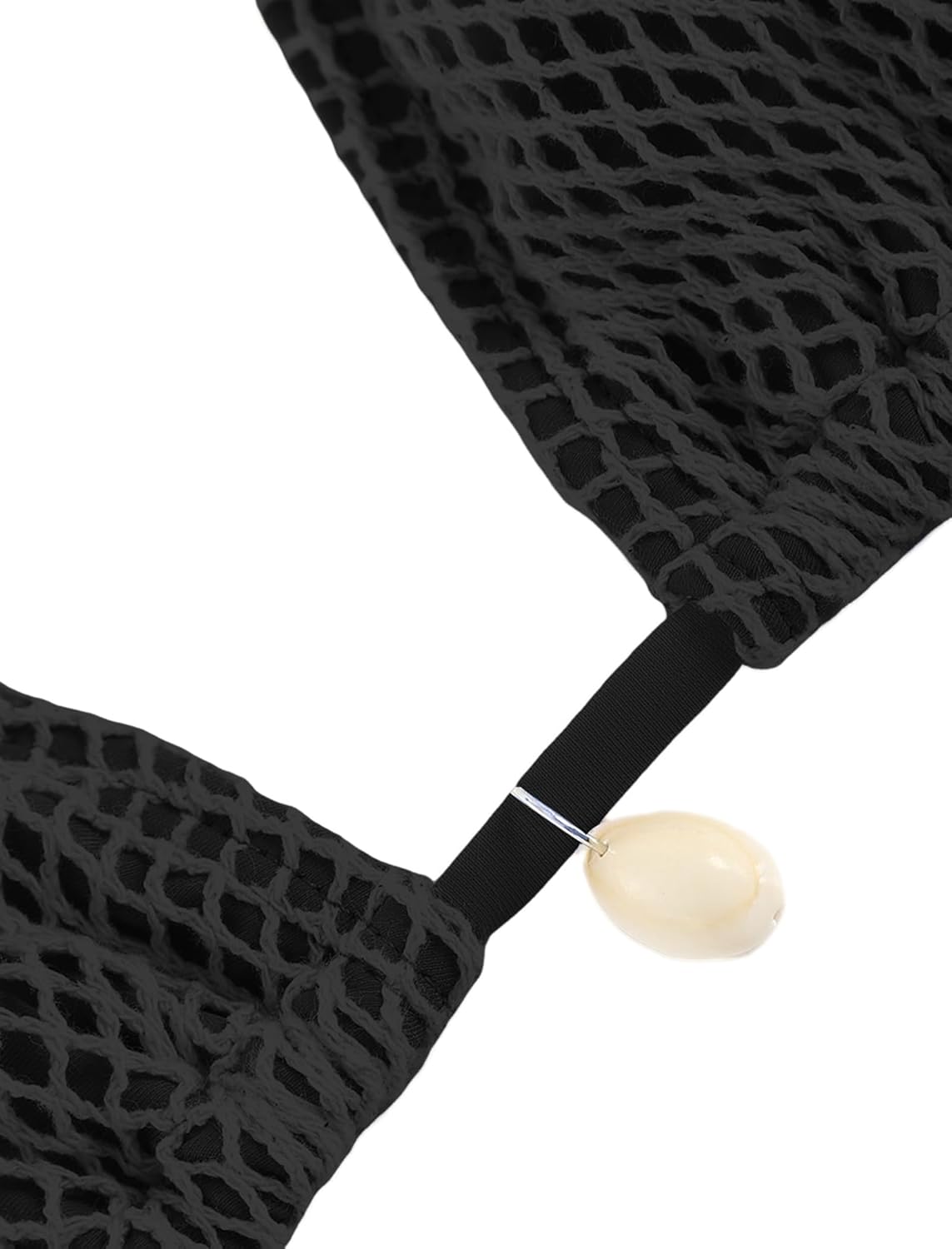 ZAFUL Women's Bikini Set Fishnet Triangle Tie Convertible Collar Halter Bandeau Shell Two Piece Bathing Suit - Image 2