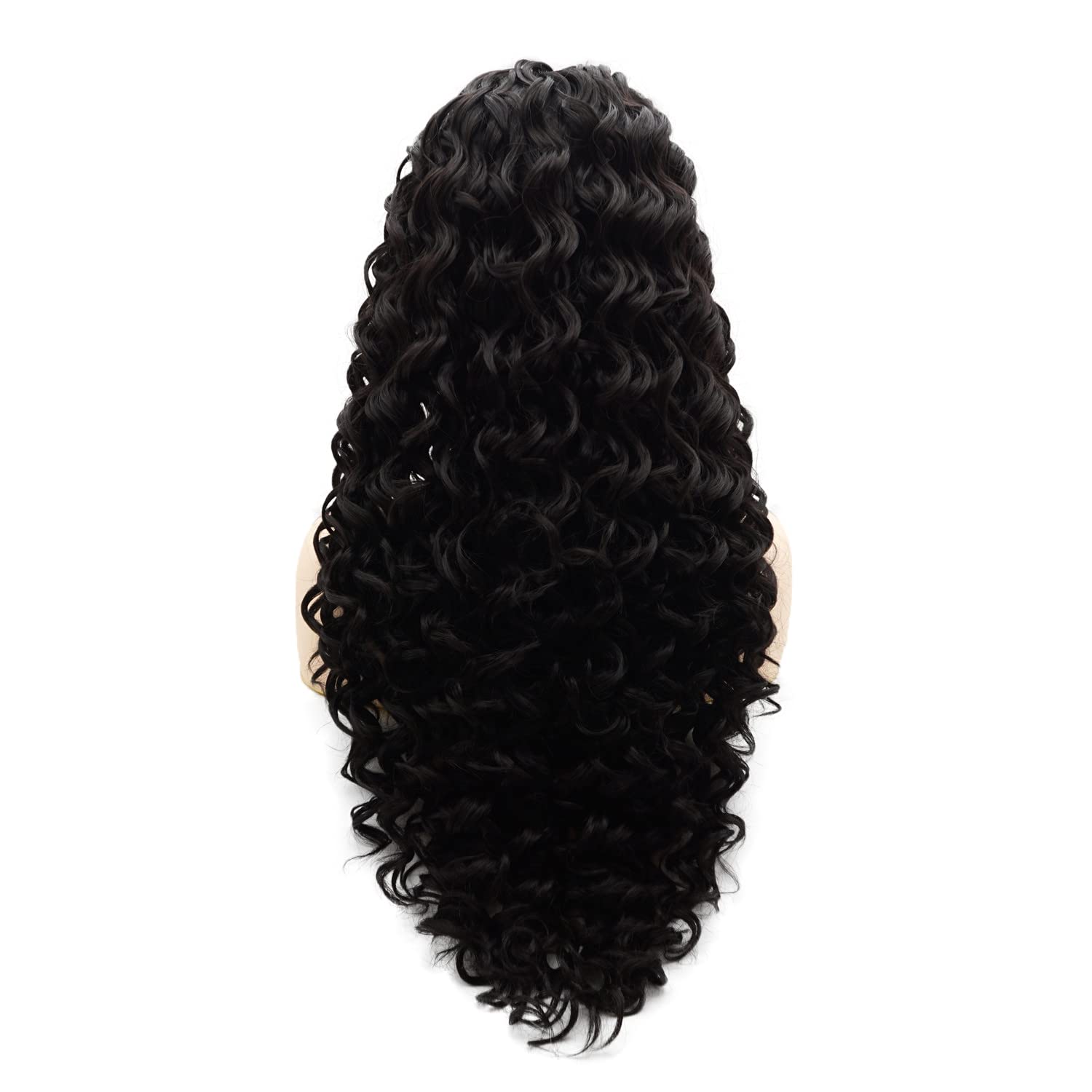 Hair Synthetic Lace Front Wig Curly Long 26inch Darkest Brown Heavy Density Realistic Wig