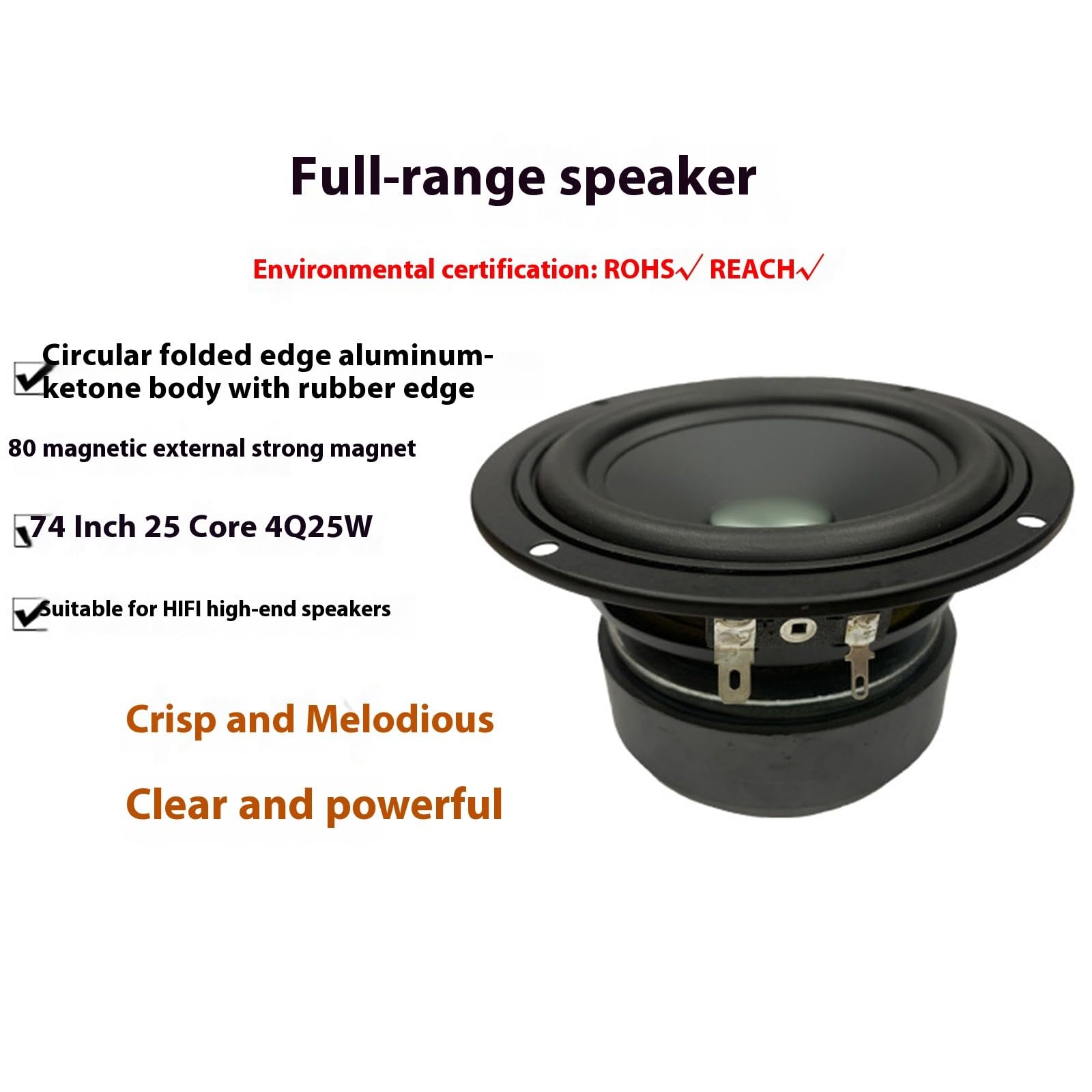 Subwoofer rotondo da 10,2 cm, qualità da studio, 4 Ohm, 25 W