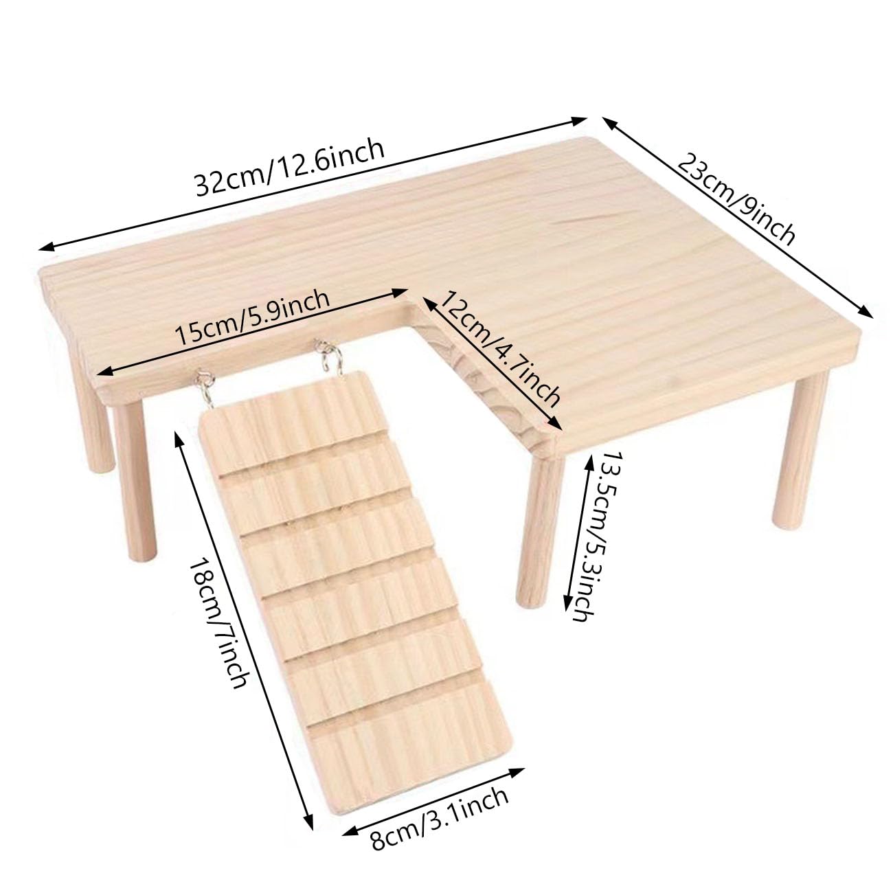 Escondite de Madera para Reptiles con rampa de Escalada, dragón Barbudo, Cueva, acuarios y terrarios, Accesorios para Dragones barbudos, gecos, lagartos, Tortugas, hámsteres (Grande)