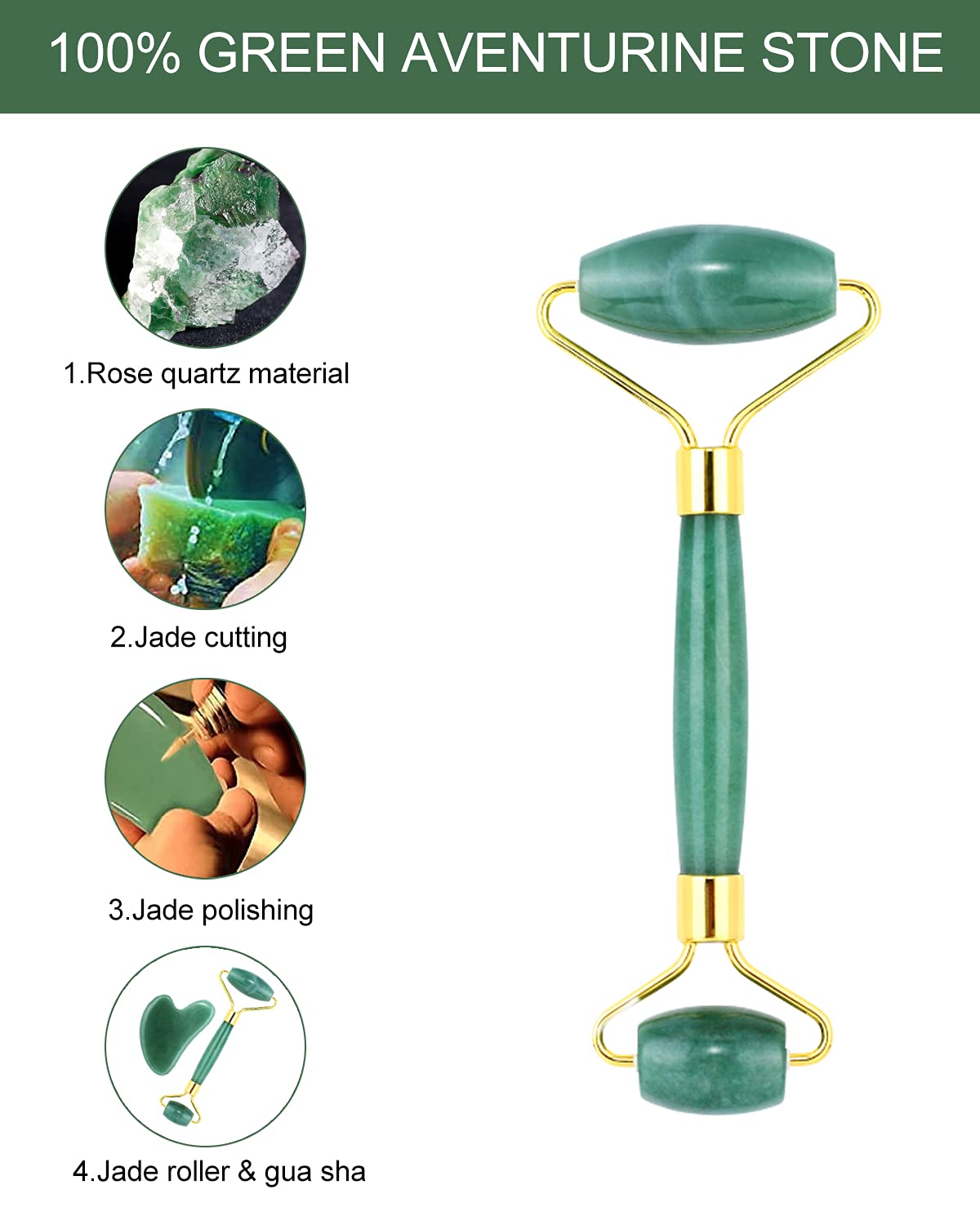 Guasha Tool for Face, Jade Roller Gua Sha Massage Tool Set, Beauty Facial Skin Care Massager for Muscle Relaxing and Wrinkles Relieve - Green Natural Jade Stone : Beauty & Personal Care
