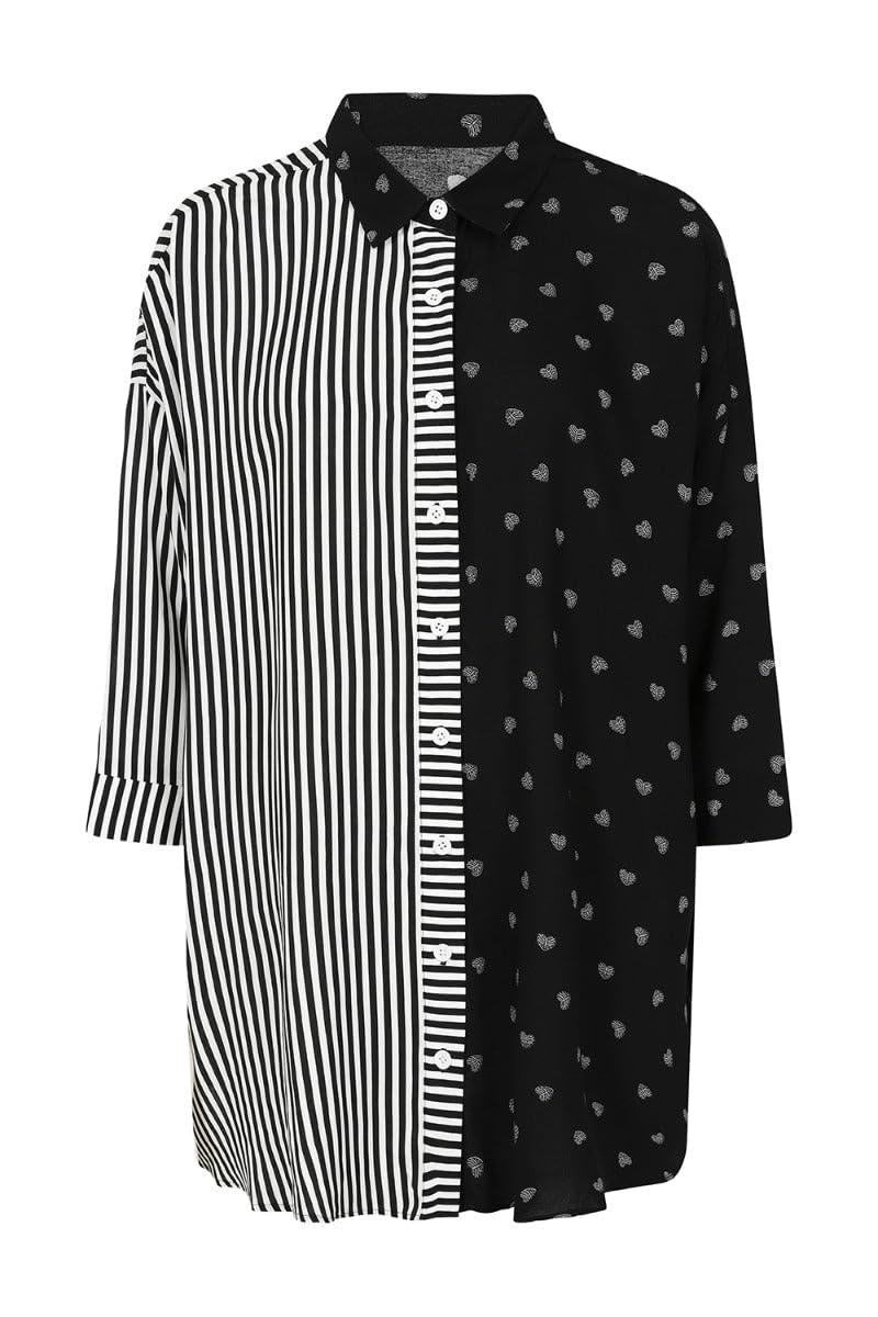 Hell Bunny Ribcage Oversized Shirt Black-White