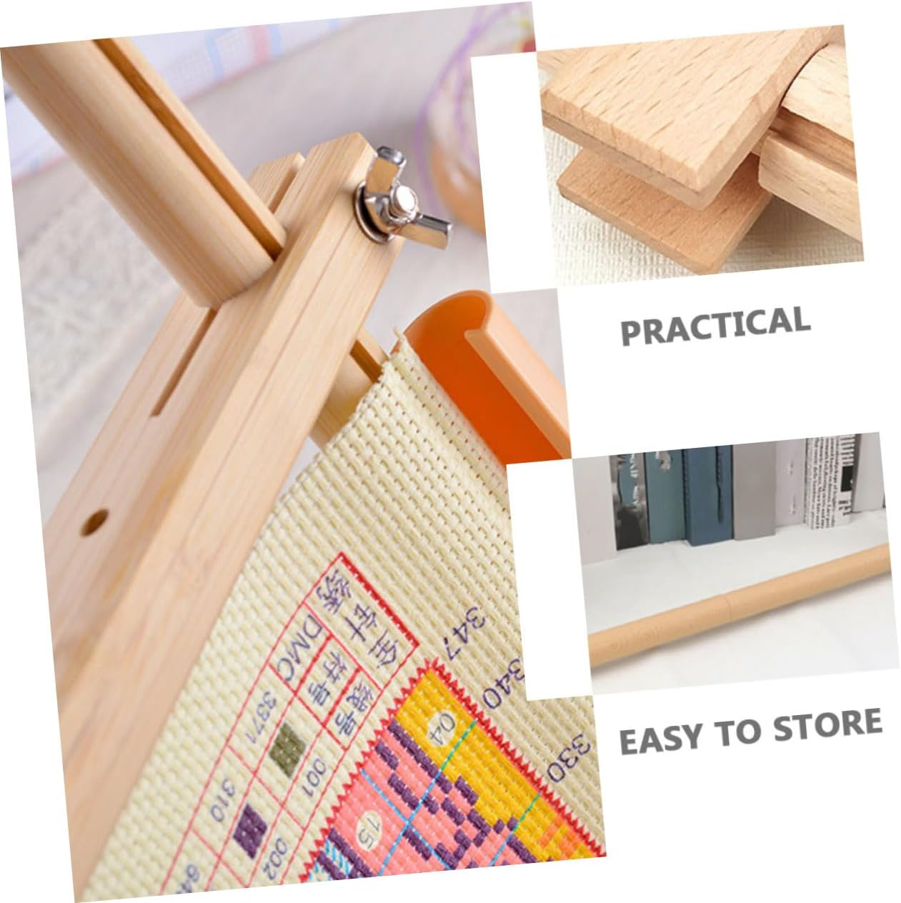 BESPORTBLE 1set Beech Embroidery Rack Cross- Stand for Easy Use Compact Storage for Projects Family and Friends