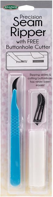 Sullivans Precision Seam Ripper with Free Buttonhole Cutter-Blue, Other, Multicoloured, 6.35 x 24.13 x 0.63 cm