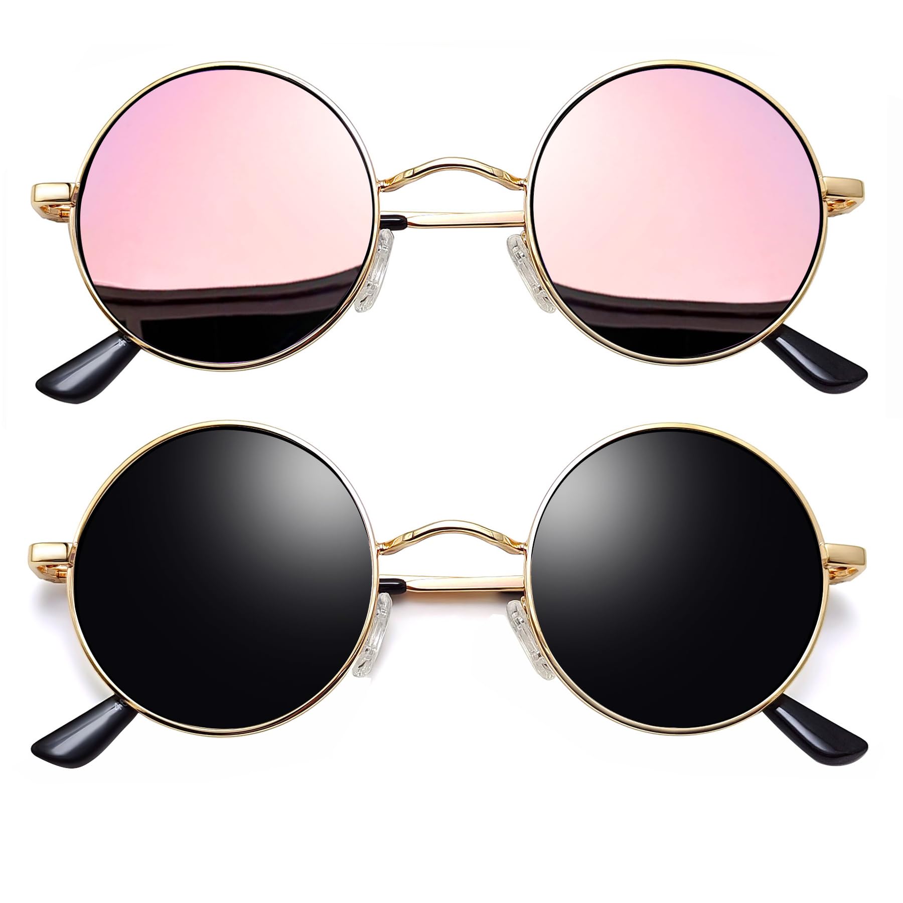 Joopin Hippie Round Sunglasses for Women Men Small Circle Sun Glasses Polarized UV400 Protection