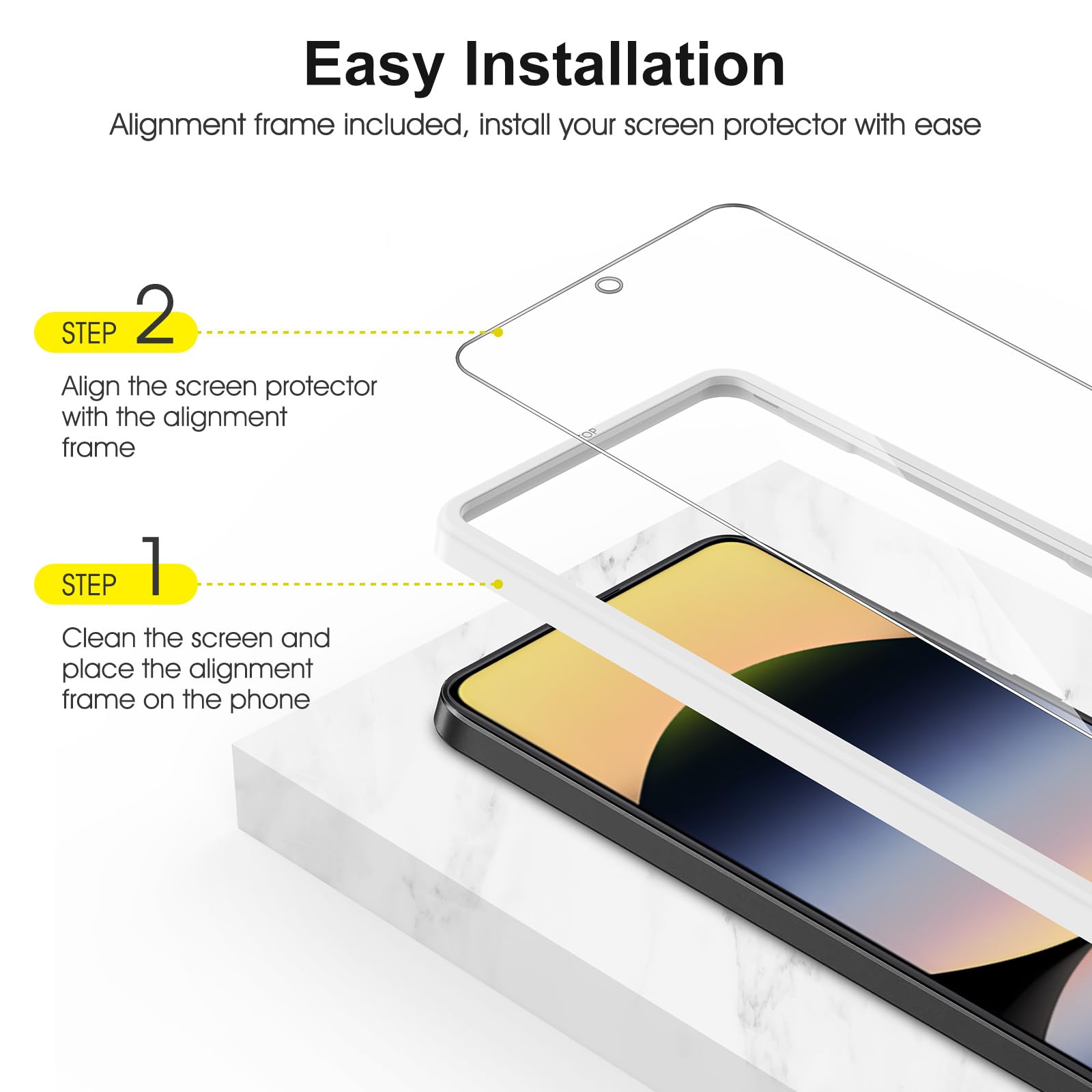 SPARIN 2+2, 2 Pezzi Vetro Temperato per Xiaomi Redmi Note 14 5G e 2 Fotocamera Posteriore Protector per Xiaomi Redmi Note 14 5G, Pellicola Vetro Protettiva con Strumento Di Allineamento Facile