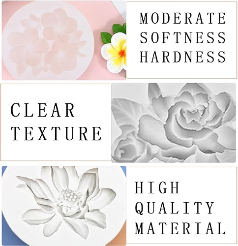 Miniatura 3 de KuuGuu 3 moldes de silicona de flores, hibisco plumeria, rosa, fondant, para Sugarcraft, decoración de cupcakes, jabón, arcilla polimérica,