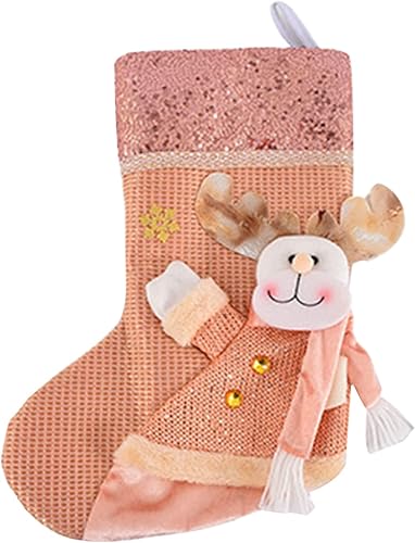 Miniatura 1 de DFDG 165 × 102 inch Christmas Stockings with Pattern Pink Christmas Stockings with Sequins for Christmas Holiday Xmas Gift 1PC