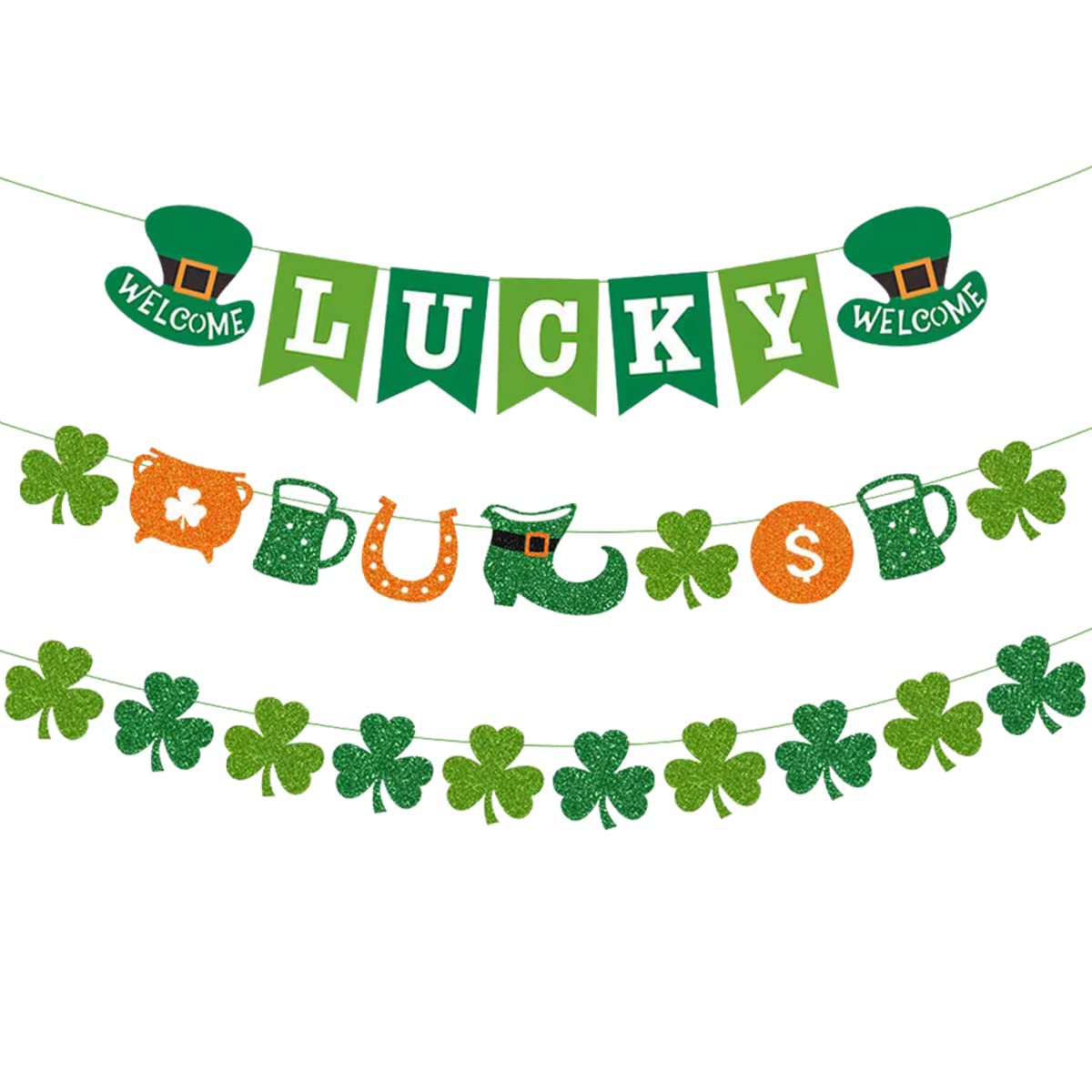 PARSUP St Patricks Day Banner, Irish Party Supplies | Happy Saint Patricks Day Party Decorations | Happy St Patricks Day Decorations | Irish Celebration Lucky Shamrock Garland