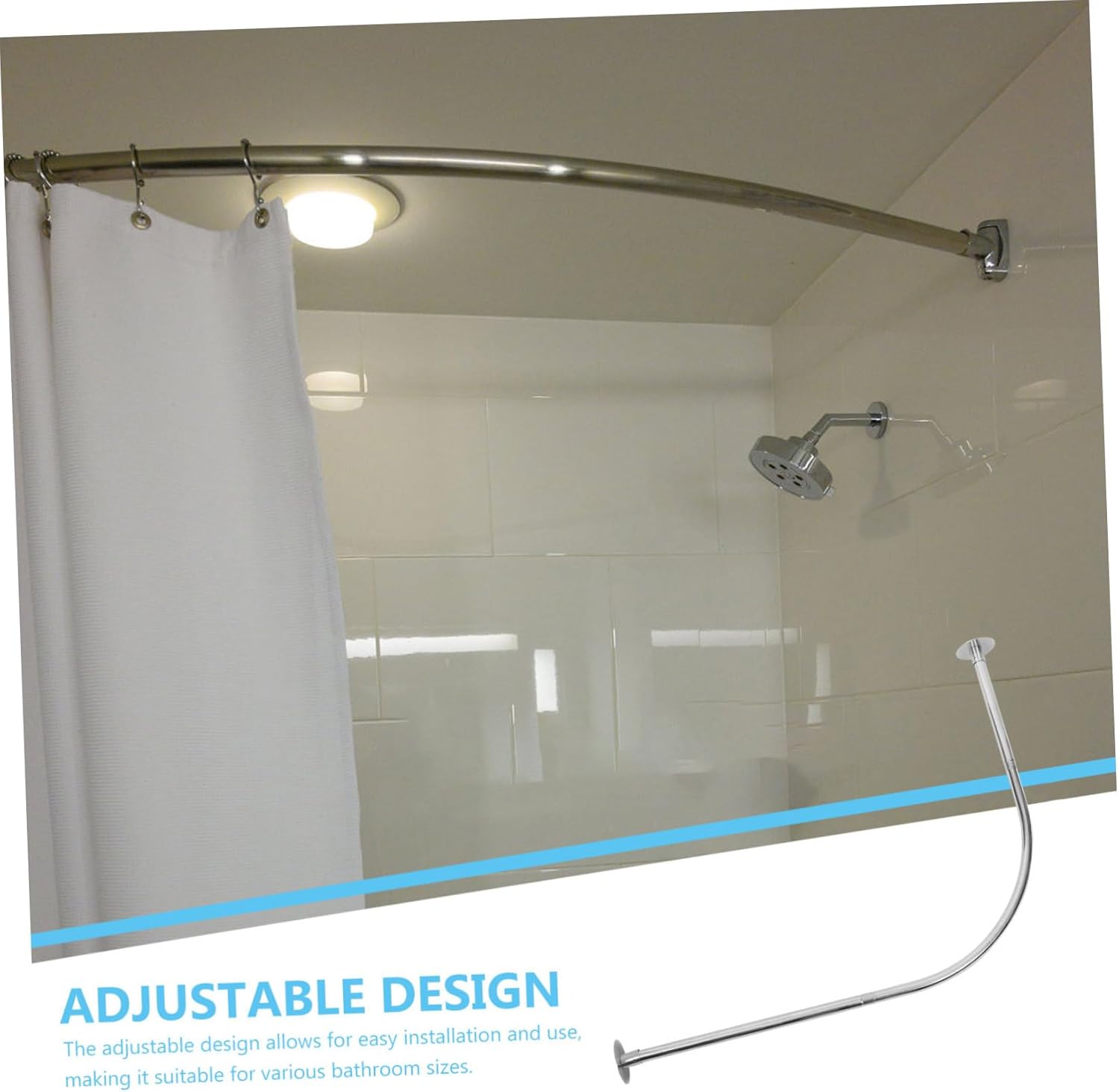 Extendable Shower Curtain Rod Flexible Tension Pole Telescopic Curtain Rod