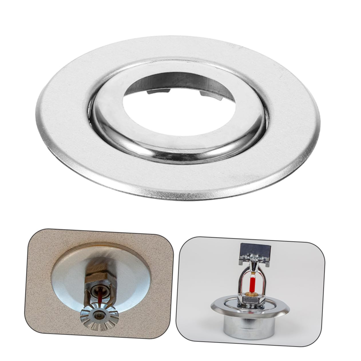 Mobestech Lot de 5 Cache-tuyaux Décoratifs en Acier Inoxydable, Couvercles Doubles pour Tête de Sprinkler Incendie 6 Points, Brides Universelles Compatibles, Protection Sprinkler Incendie