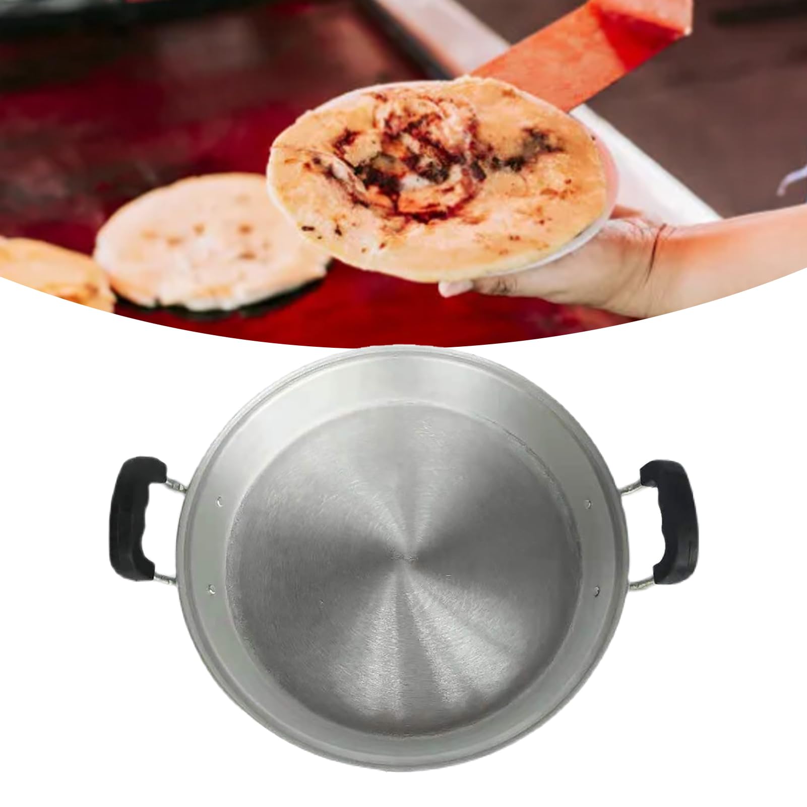 Emoshayoga Patelnia z podwójną rączką, Nieprzywierająca, Aluminiowa Patelnia do Gotowania na Gazie Płynnym, Grillowanie, 11,8 Cala