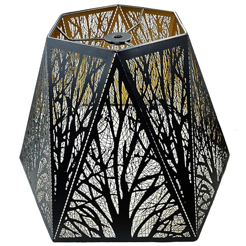 Rmliging Modern Lamp Shade Medium Metal Lamp Shade With Pattern Of Trees For Table Lamp And Floor Light cover