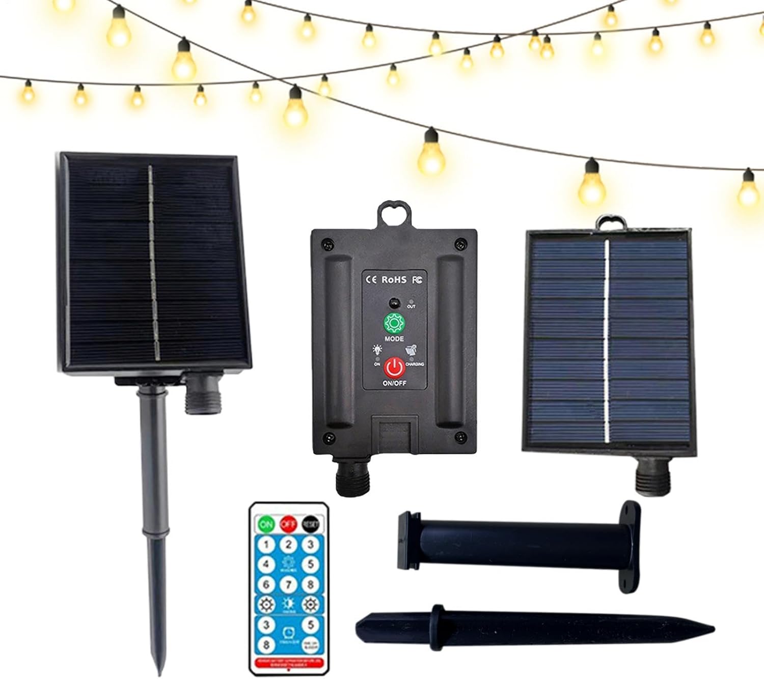 Solar Panel with Plug Outlet - Waterproof 31V Outdoor Solar Panel with Remote Control, Electrical Equipment | for Garden Outdoor Farm Tent Fishing Patio Yard Pathway Shed Indoor