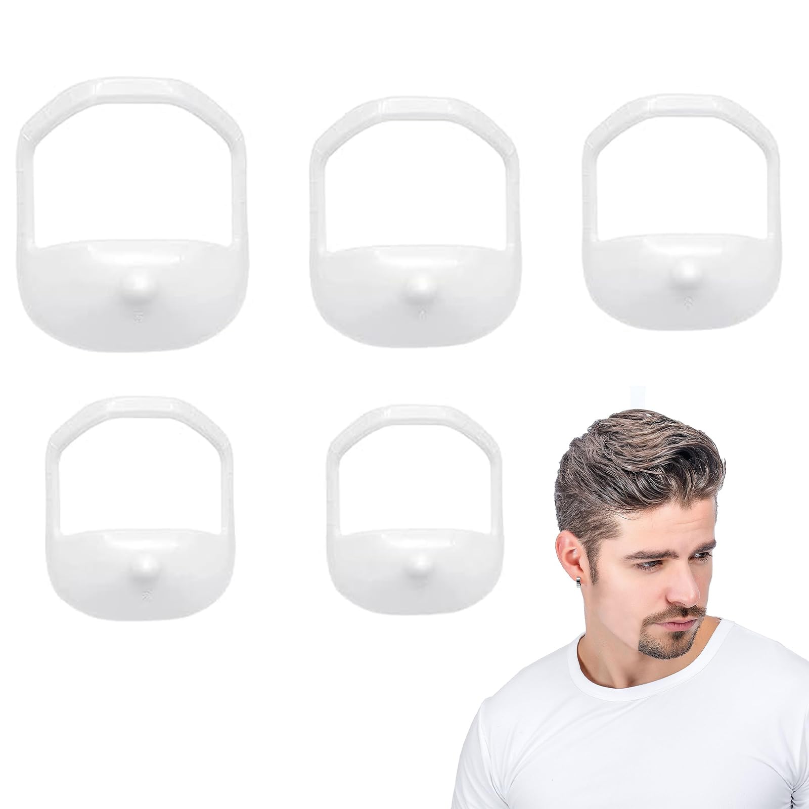 Modelli per Styling Barba,Modello per Rasatura pizzetto Modelli,Strumento per modellare e acconciare la barba,Modello Shaper Barba per Accessori Barba Modello per lo Styling Della Barba,5 Pezzi,Bianco
