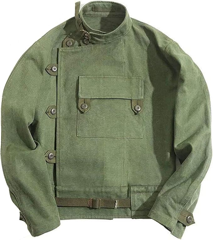 Mens Vintage Swedish Army Coat - Rider Motorcycle Green Cotton Jacket Lightweight jacket2