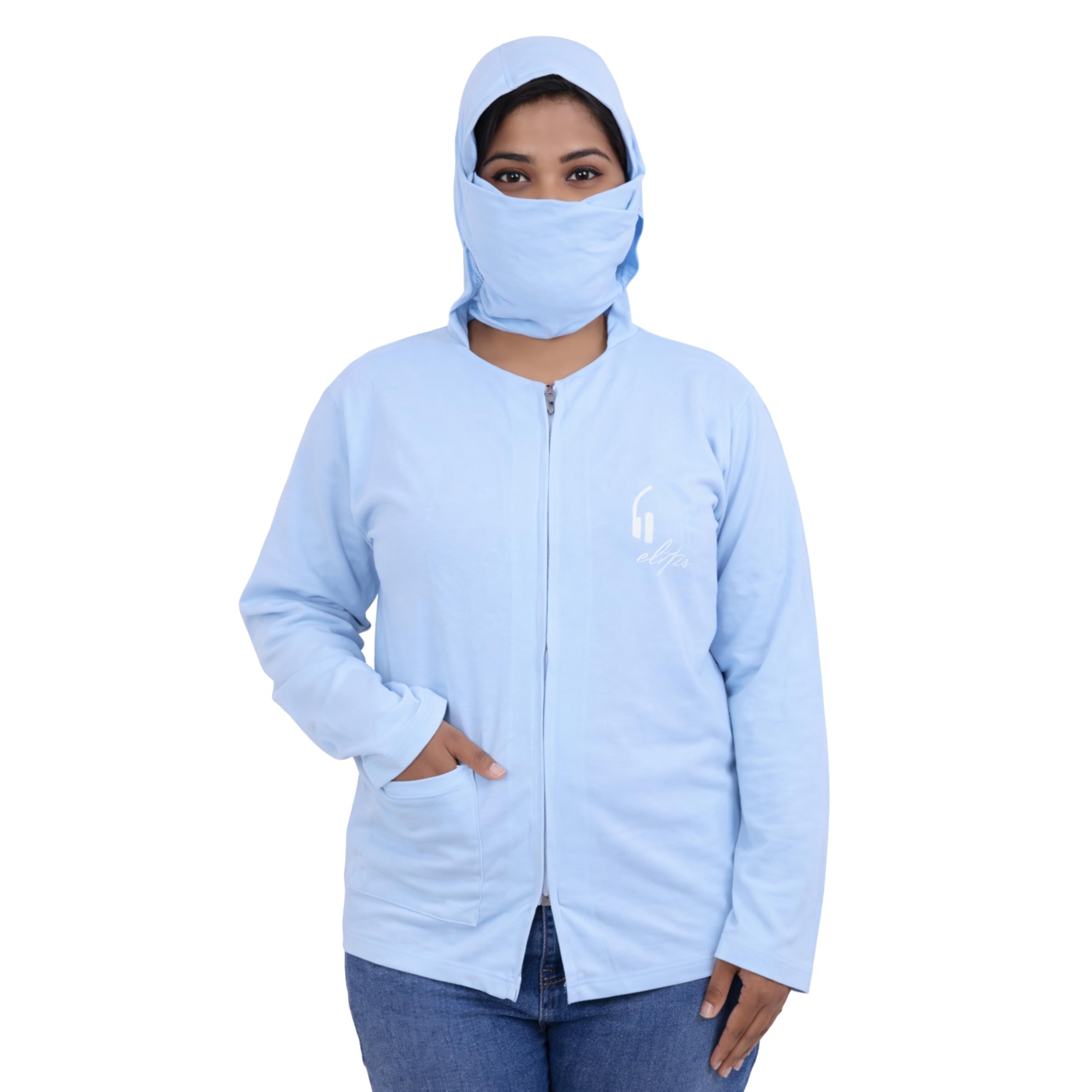 Women Summer Coat With Cap Scarf Attached Cotton Hosiery (Pack of 1)