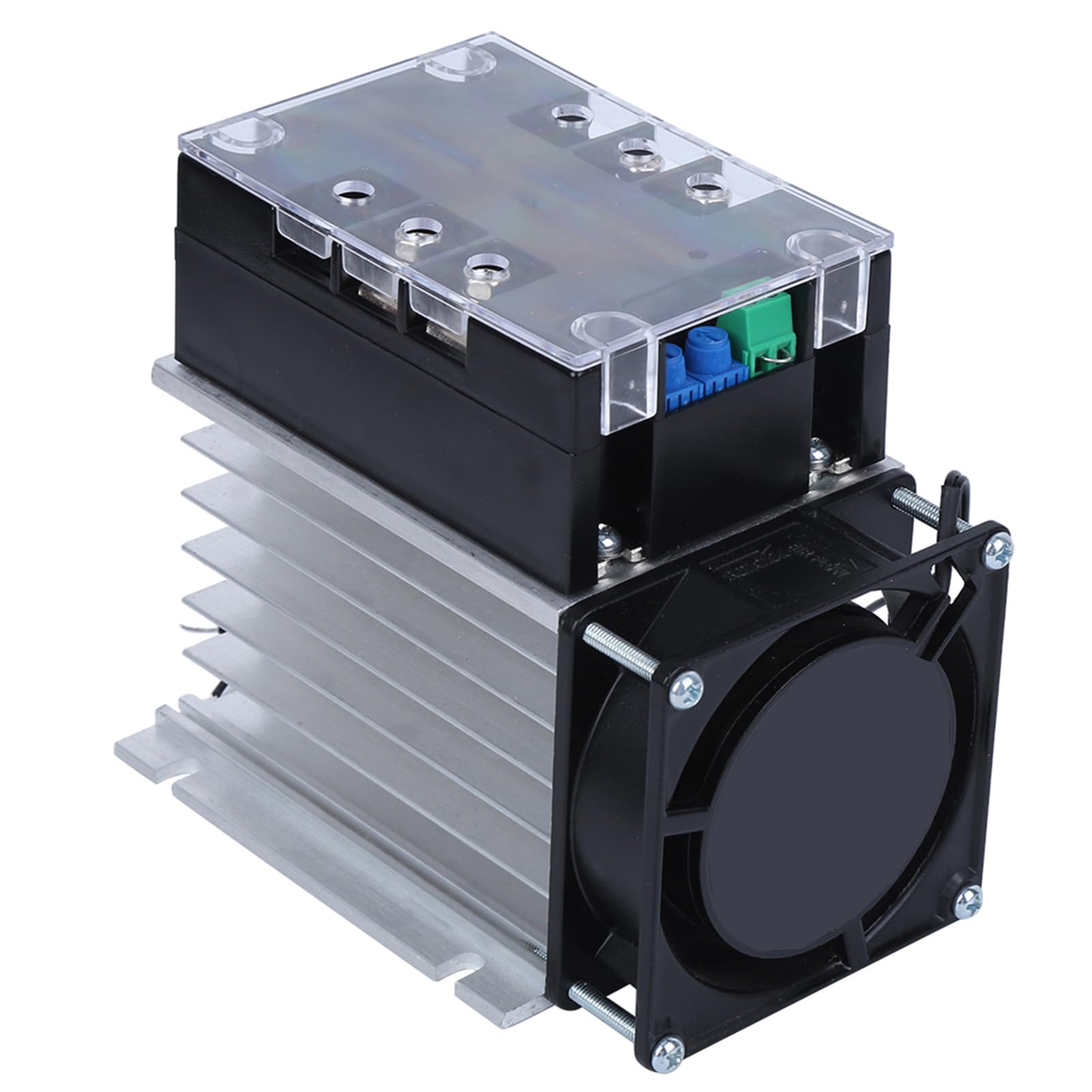 SSR-100WA-R(4KW) Carte de Démarrage Moteur, Démarreur Progressif Moteur Monophasé 2 Phases Accessoire de Contrôle Industriel Inférieur en Laiton pour Pompe à Eau(Module + radiateur)