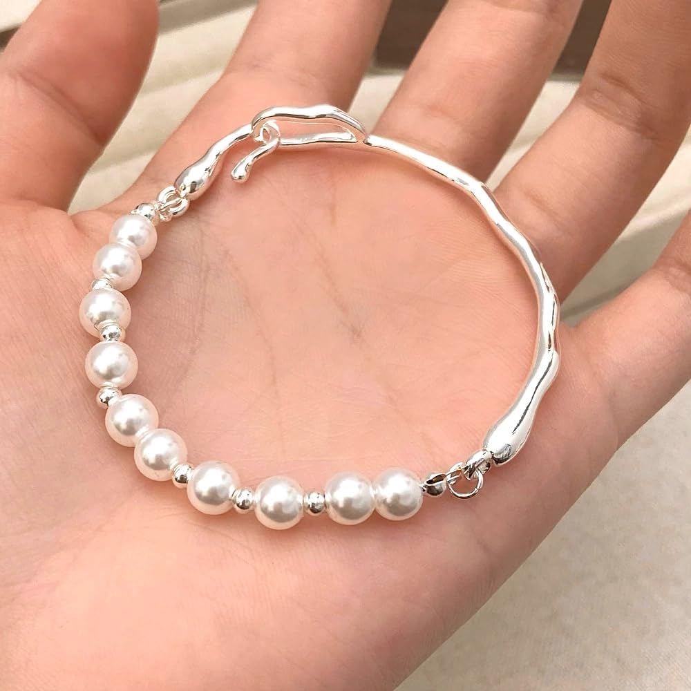 Elegant Pearl Bracelet For Women Handmade Adjustable Pearl Chain Charm Bracelets Beachy Vacation Pearl Bracelet Ainty Wedding Bridal Jewelry Gifts - Image 3