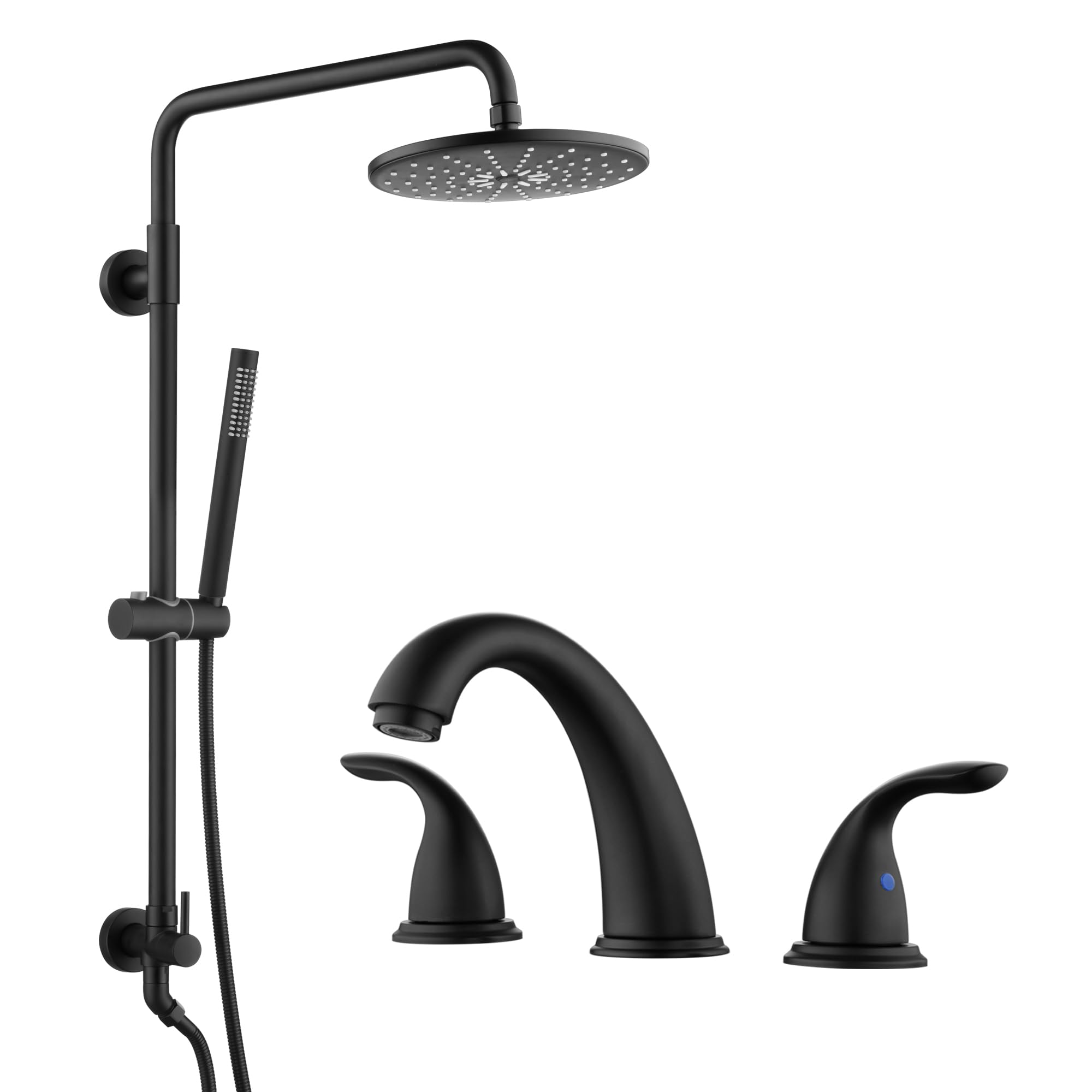 Hcfyauis Retrofit Rain Shower Heads System S3235di + 8 Inch Widespread Bathroom Faucet S1423s-Mb