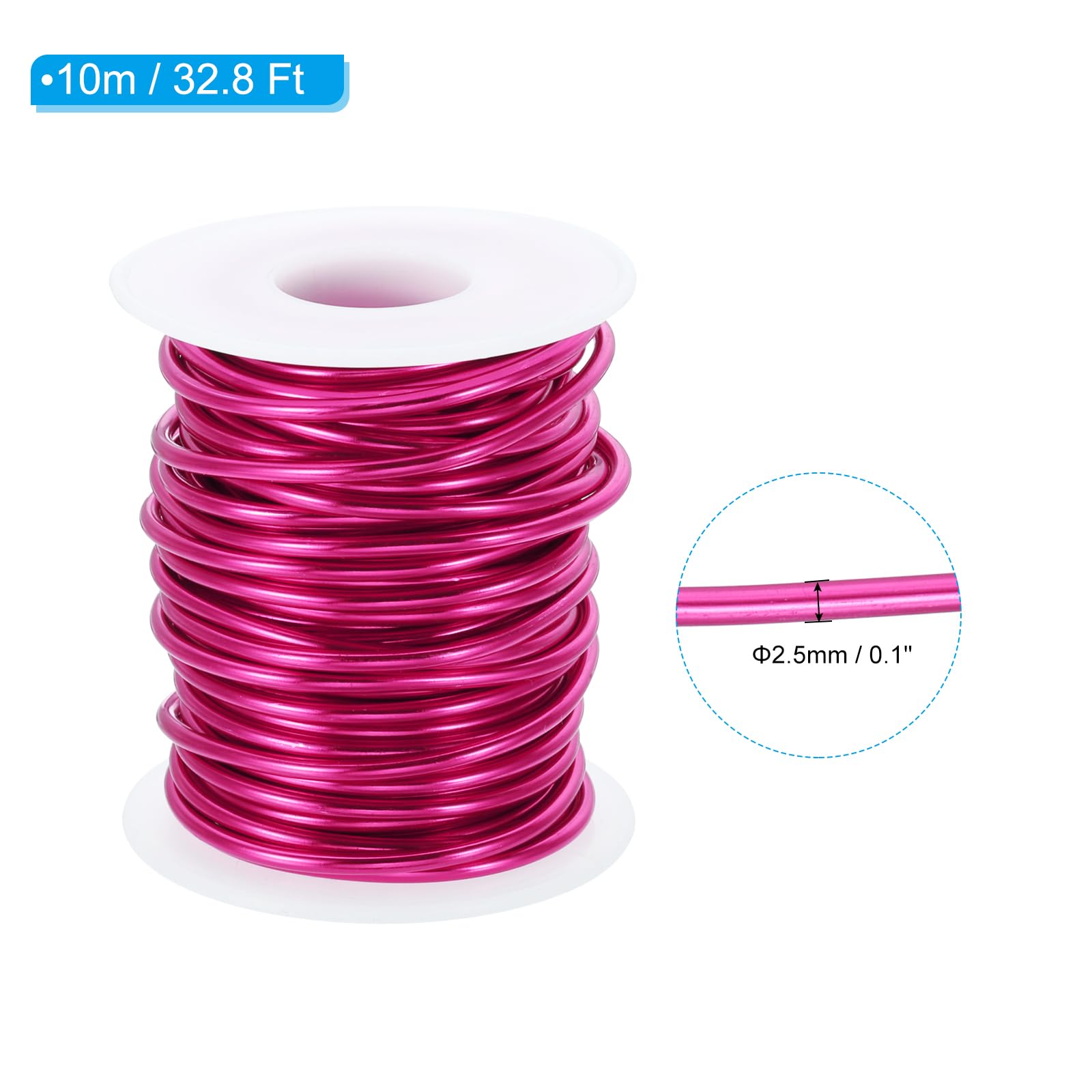 PATIKIL 10 Gauge 2.5mm Aluminum Craft Wire, 32.8 Ft Metal Wire Armature Bendable Wire for Jewelry Making Metal Wrap DIY Rose Red - Image 2