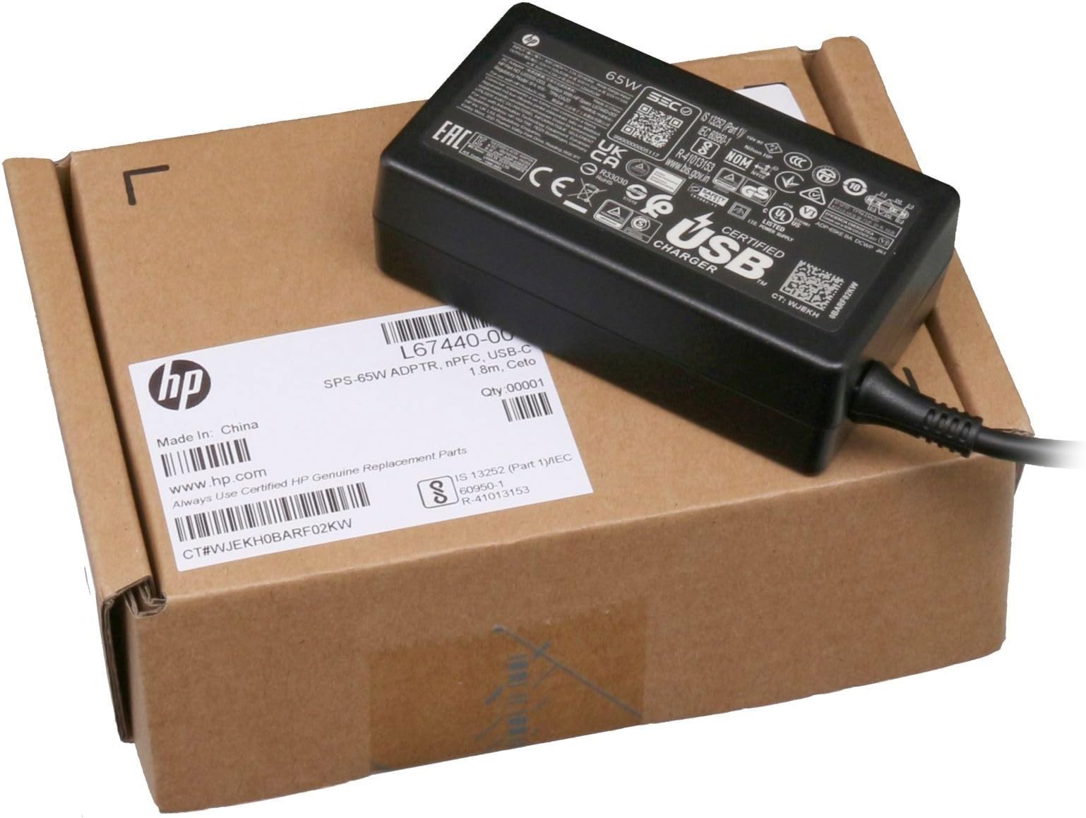 HP ProBook 455 G7 USB-C Power Supply 65 Watt Black Normal Design New