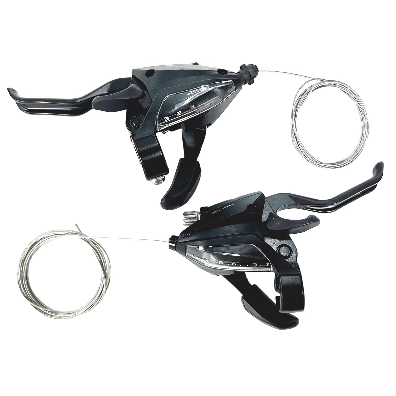 Bike Shifter ST-EF500 3x8 Speed, Bike Shifter V-Brake Lever Set 24 Speed with Stainless Inner Shift Cables, Compatible with Moutain Bike, MTB Bike,Road Bike (Black)
