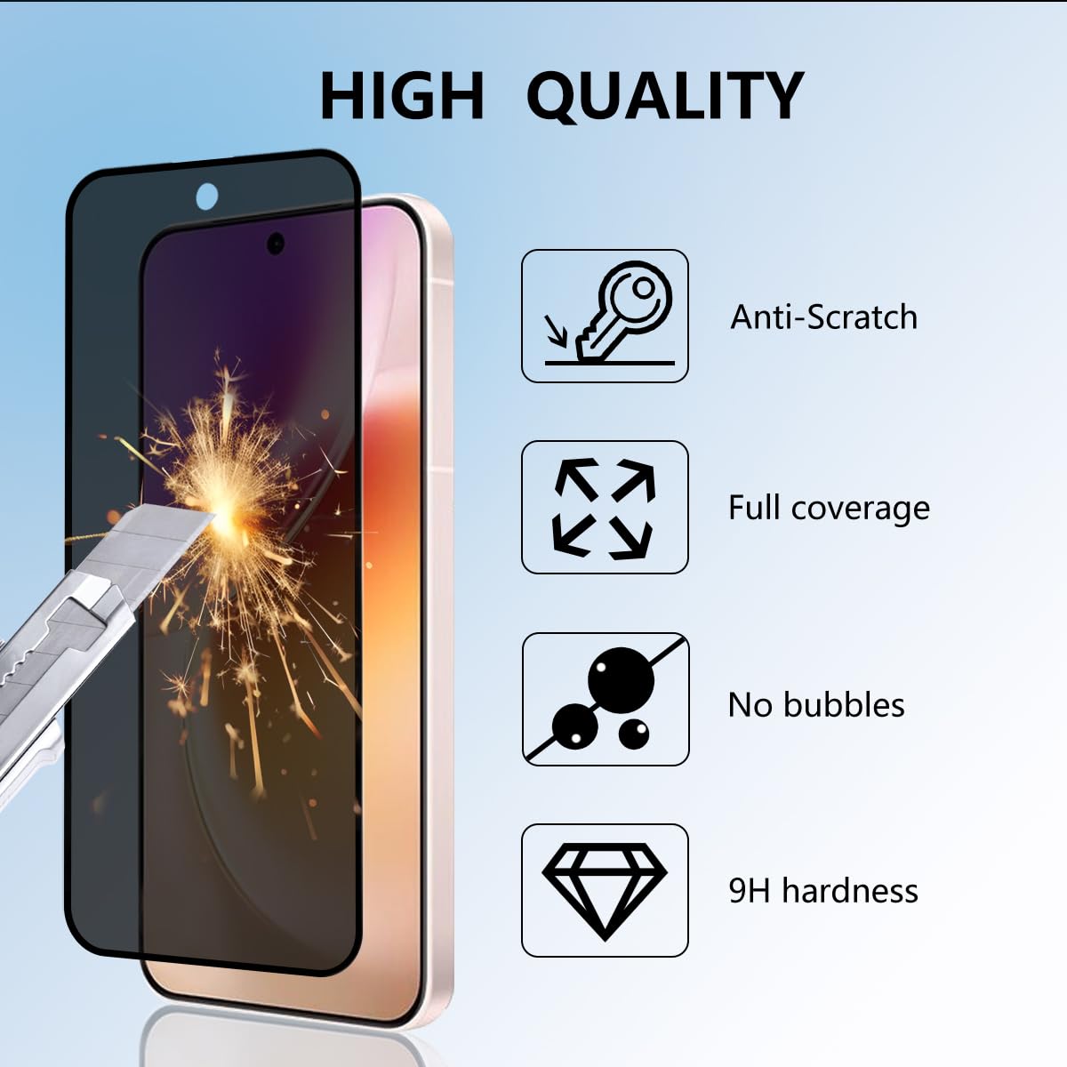 Wayneer Vetro Temperato Privacy Per VIVO X300 – 2 Pezzi Anti-Spia 9H + 2 Pellicole Per Fotocamera, Anti-Graffio E Alta Trasparenza