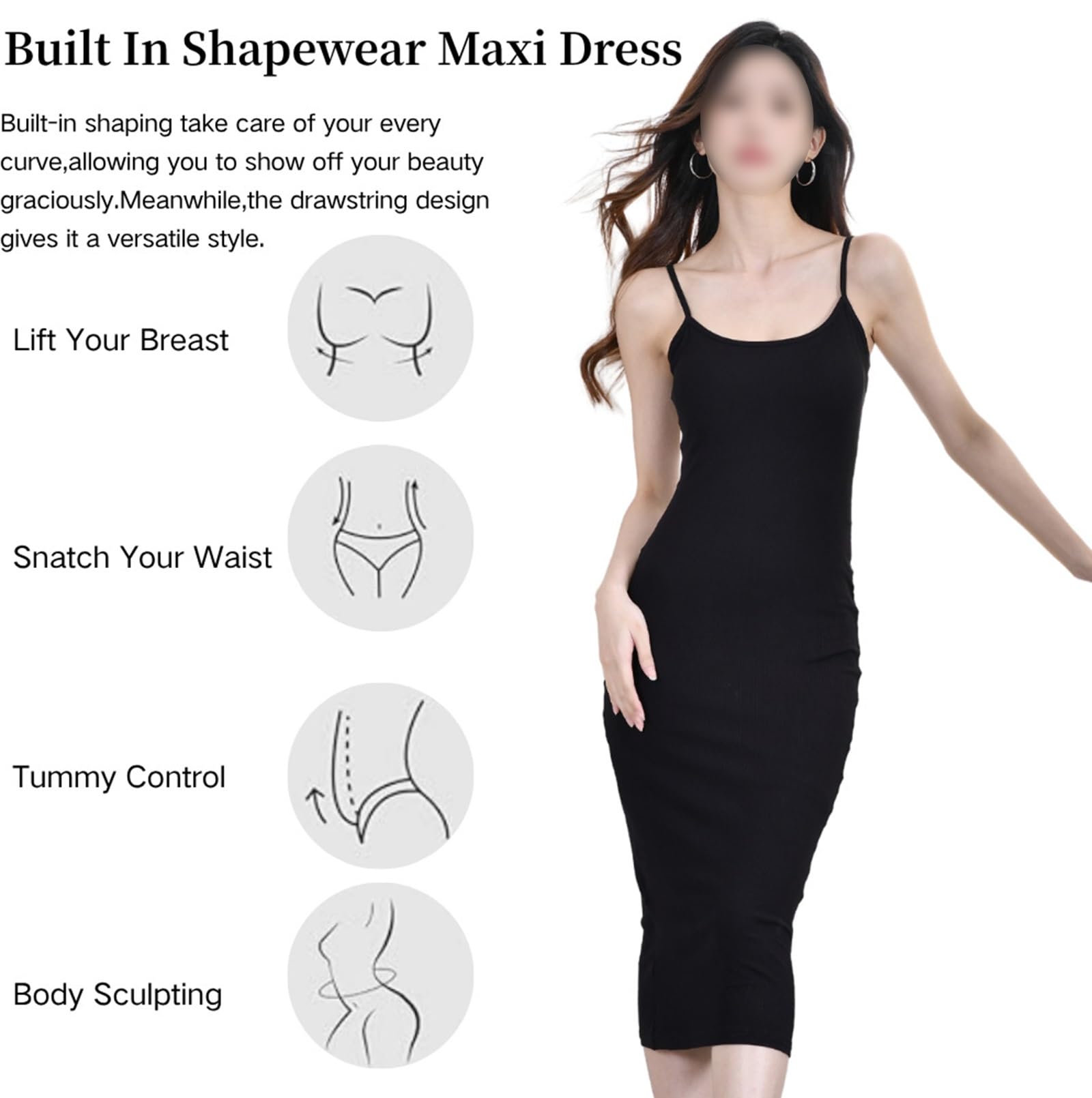 HLTYGWX Vestido de Mujer Shapewear Slip Vestido Completo Debajo del Vestido Control de Barriga Cuerpo Largo Cami Vestido