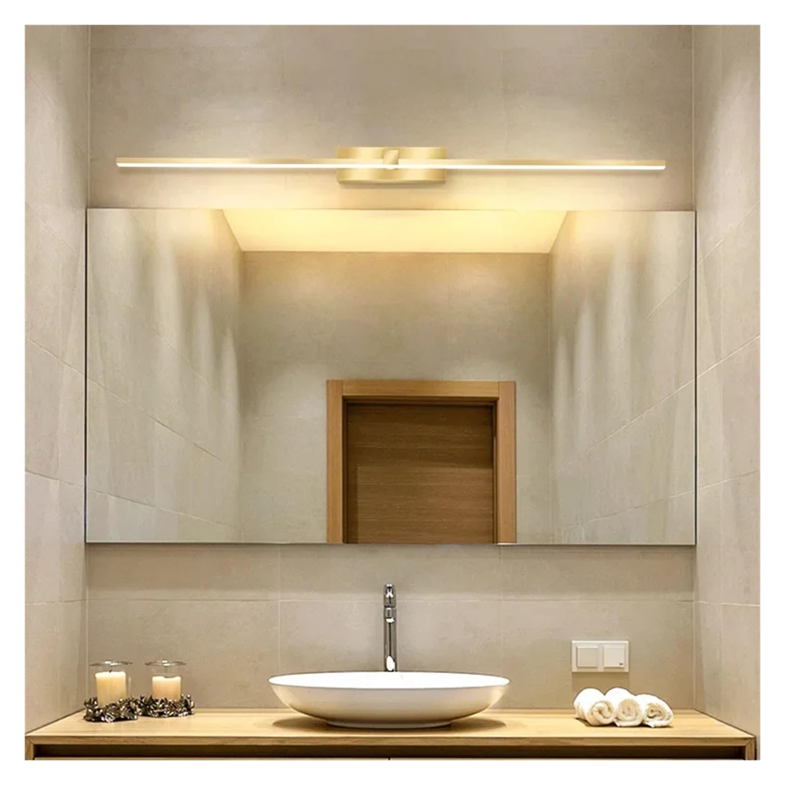 Nowoczesna Lampa Ścienna LED Vanty Aluminiowa Kinkiet Ścienny Do Lustra Łazienkowego Reflektor Oprawa Oświetlenia Wewnętrznego Lustre Make Up Light MałY I Jasny(Warm White,Black 60cm)