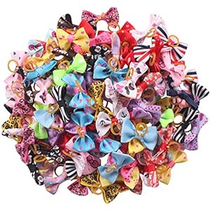 Yaka 60pcs 30 Paris Cute Puppy Dog Small Bowknot Hair Bows with Rubber Bands Handmade Hair Accessories Bow Pet Grooming Products 60 Pcscute Patterns rubber Bands Style 4  Cucciolini Doodles Yaka 60pcs 30 paris cute puppy dog small bowknot hair bows with rubber bands handmade hair accessories bow pet grooming products 60 pcscute patterns rubber bands style 4   cucciolini doodles