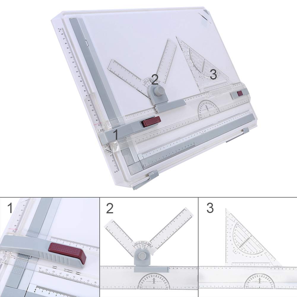 Sottomano da tavolo multifunzione A3 con righelli paralleli regolabili angolo e guida per taglio preciso strumento per disegno tecnico e progettazione