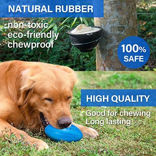 Squeaky Dog Toys for Aggressive Chewers, RANTOJOY Tough Dog Toys Dog Chew Toys for Large Medium Dog, Durable Dog Toys Dog Interactive Toy Dog Toy Ball Football Rubber Safe Puppy Teething Dog Toy