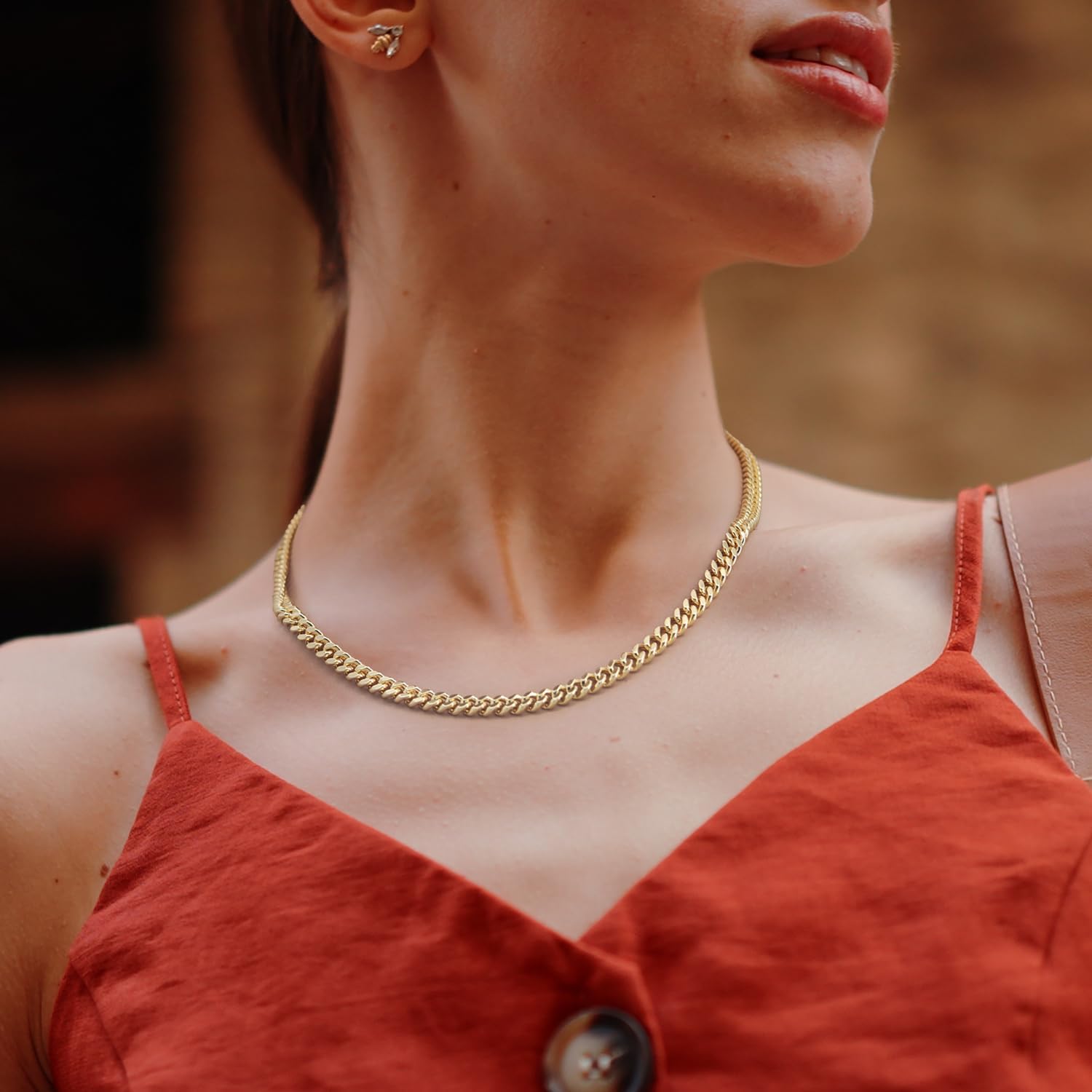 Gold Necklace for Women 14K Gold Chain for Men Clean and Undecorated Design Dainty Chunky Cuban Link Chain for Women Necklace - Image 5