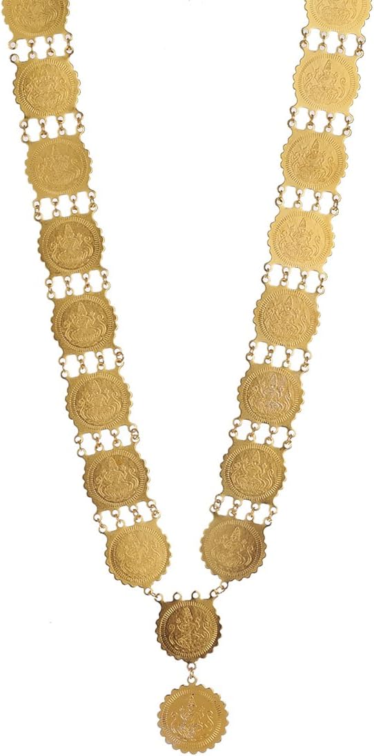 ZENEMEJewellery Set Lakshmi Goddess Gold Plated Temple Coin Haran Necklace for Women & Girls