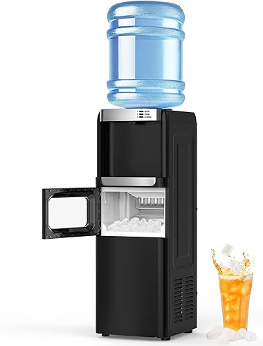 Dispensador de agua con función de máquina de hielo, enfriador de agua caliente y fría de carga superior para botella de 5 galones, incluye bloqueo