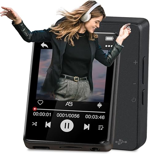Miniatura 9 de Reproductor de MP3 de 32 GB con Bluetooth 5.2, pantalla táctil completa, altavoz HD integrado, radio FM, grabadora de voz, mini diseño, sonido de