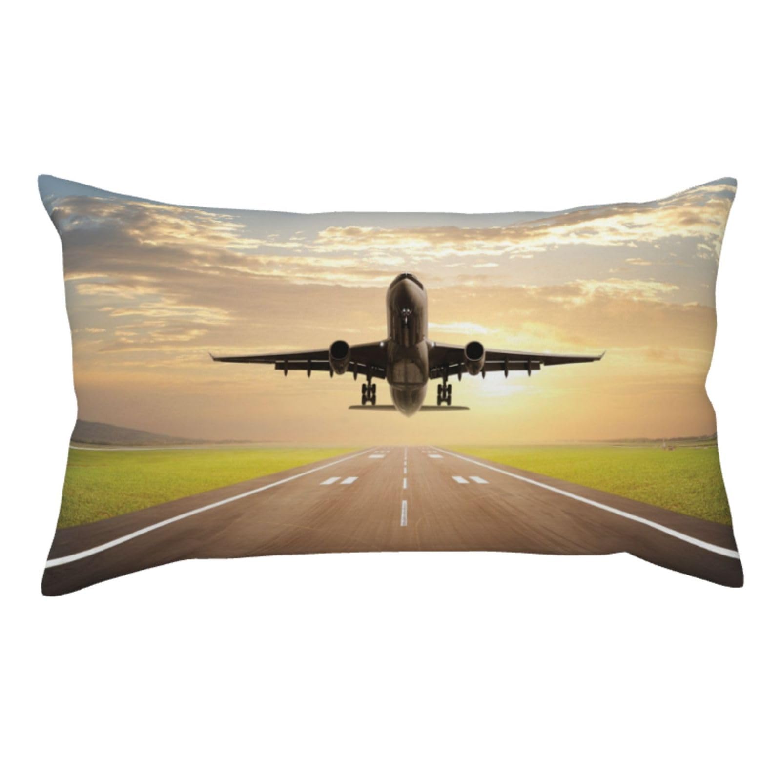 WSHFFILO Airplane printed Pillow Case 20x36in Corduroy Throw Pillow Cover