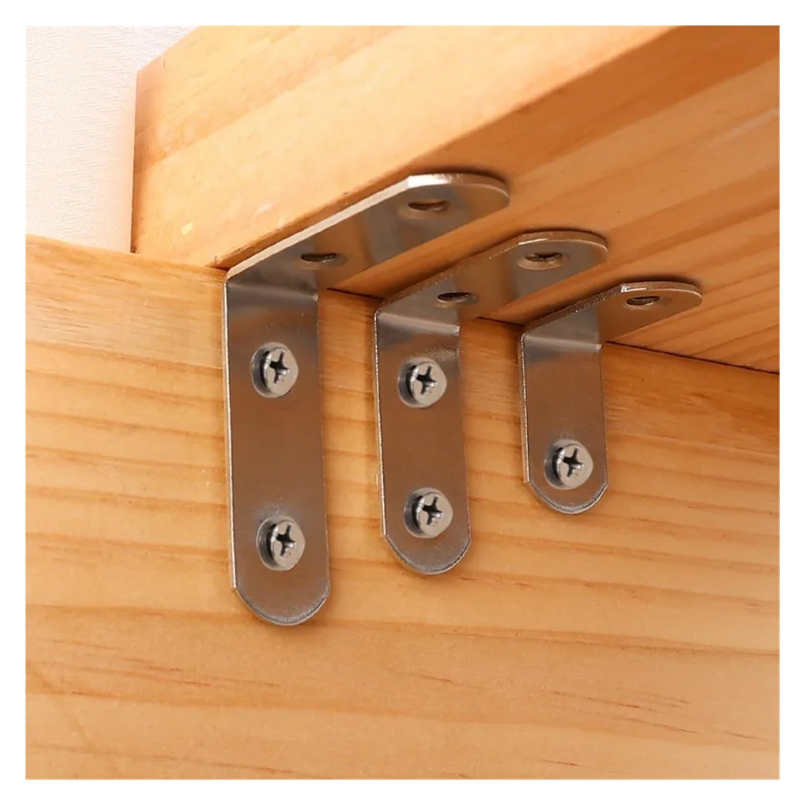 20/1 Set Staffa a L di supporti angolari Staffe ad angolo retto da 90 gradi con viti for mobili in legno for la casa Scaffali for sedie Adatto per il fissaggio e il supporto(20 Sets-16x20mm)